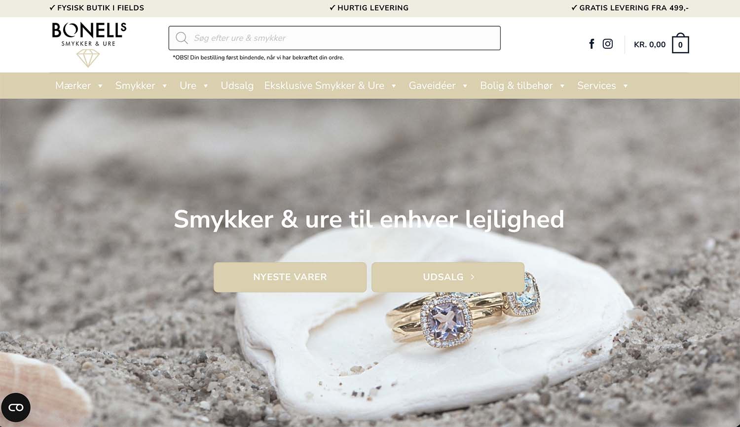 Bonell’s Smykker og Ure hjemmeside